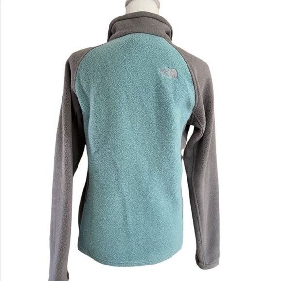 The North Face Khumbu Full Zip Up Pockets Fleece Jacket Teal Grey Small - Picture 2 of 9